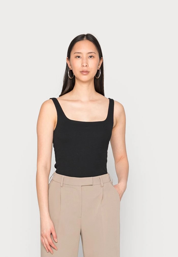 T-Shirt ANNA FIELD Anna Field Minimal Tank With Square Round Neckline Noir Femme | XEH-8219067